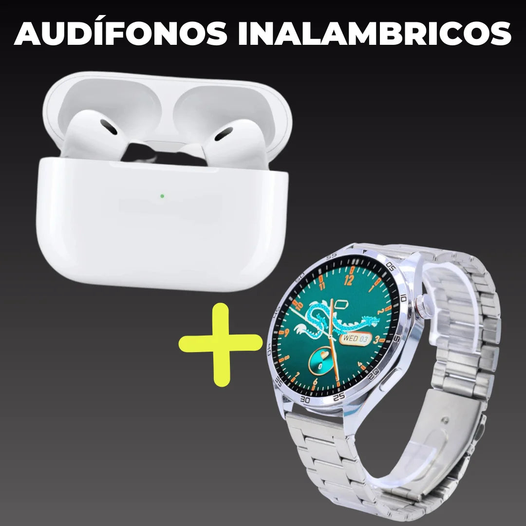 El Combo Perfecto: Reloj Inteligente+Audífonos+7 Manillas Intercambiables