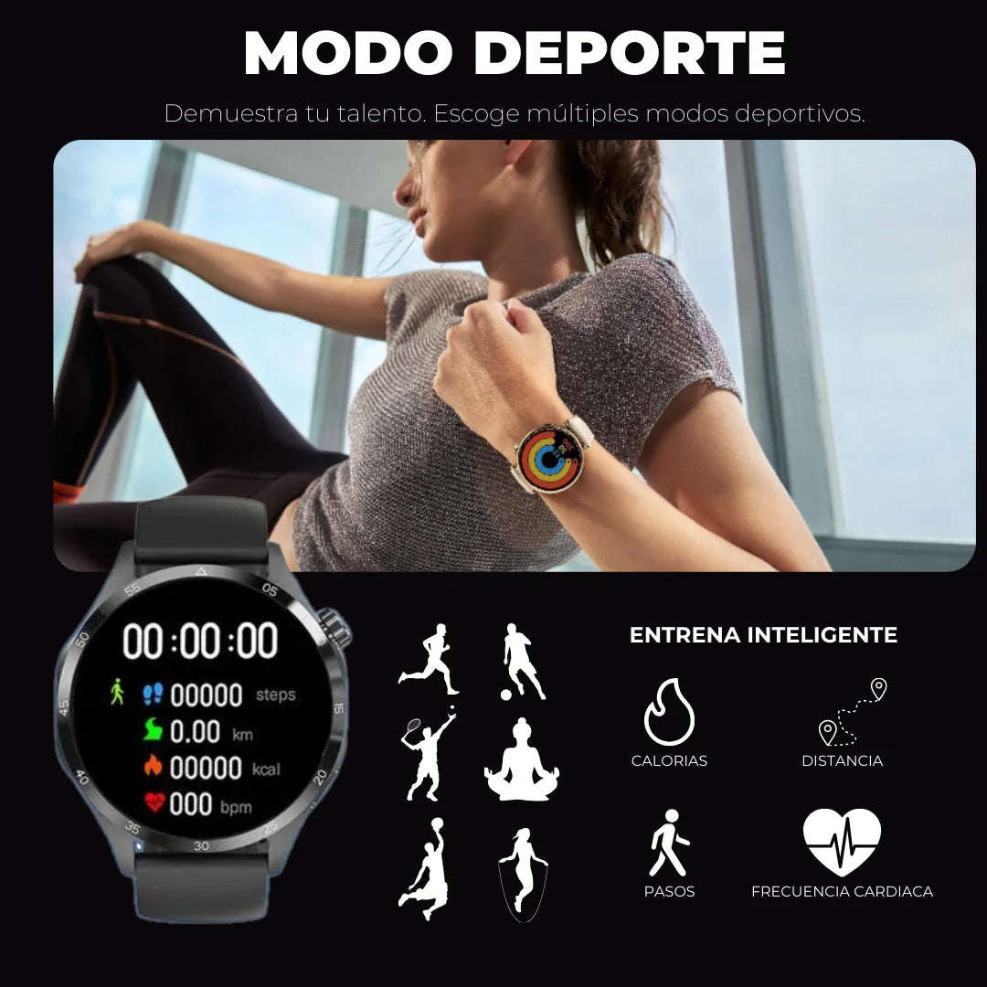El Combo Perfecto: Reloj Inteligente+Audífonos+7 Manillas Intercambiables