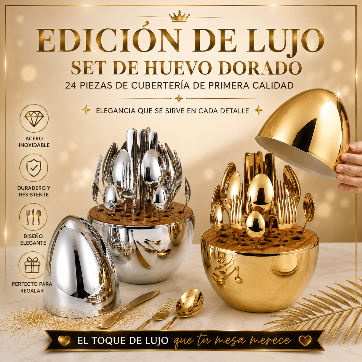 ✨🍍🥚SET DE CUBIERTOS X 24 - DISEÑO PIÑA Y DISEÑO HUEVO 🍍🥚✨